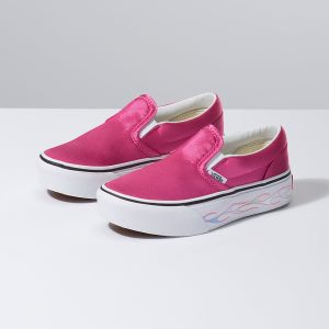 Vans Kiz Çocuk Spor Ayakkabı Sidewall Flame Slip-On Platform Pembe | 44545-937